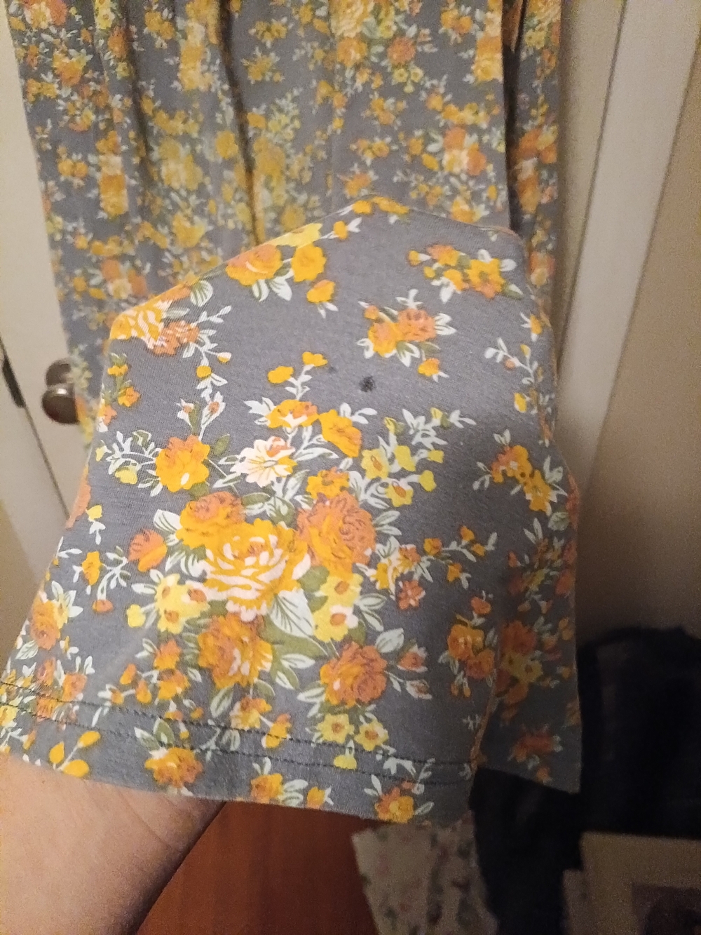 Latched Mama Blue Grey Dress with Yellow Floral Print - Picture 3 of 3